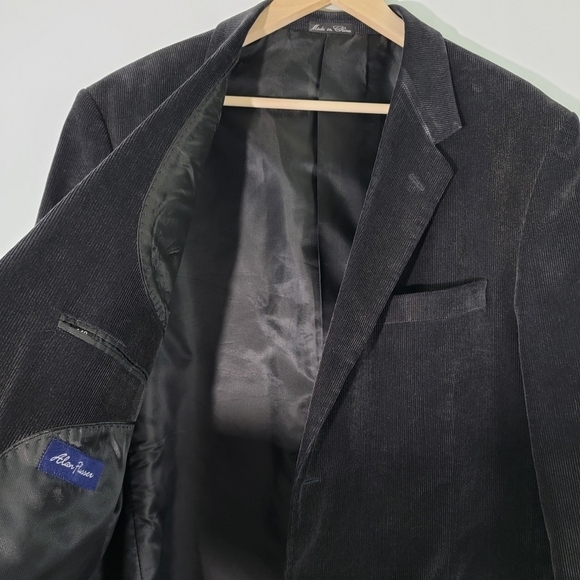 Alan Flusser Men's Black Corduroy Sport Coat Sz 44R Two Button Single Breasted - Picture 9 of 12